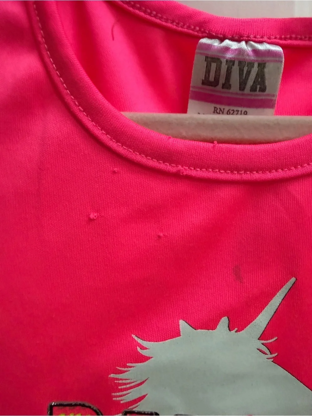 Diva Girls XS 4 5  Neon Pink Raised by Unicorns Short Sleeve Shirt Top Blouse